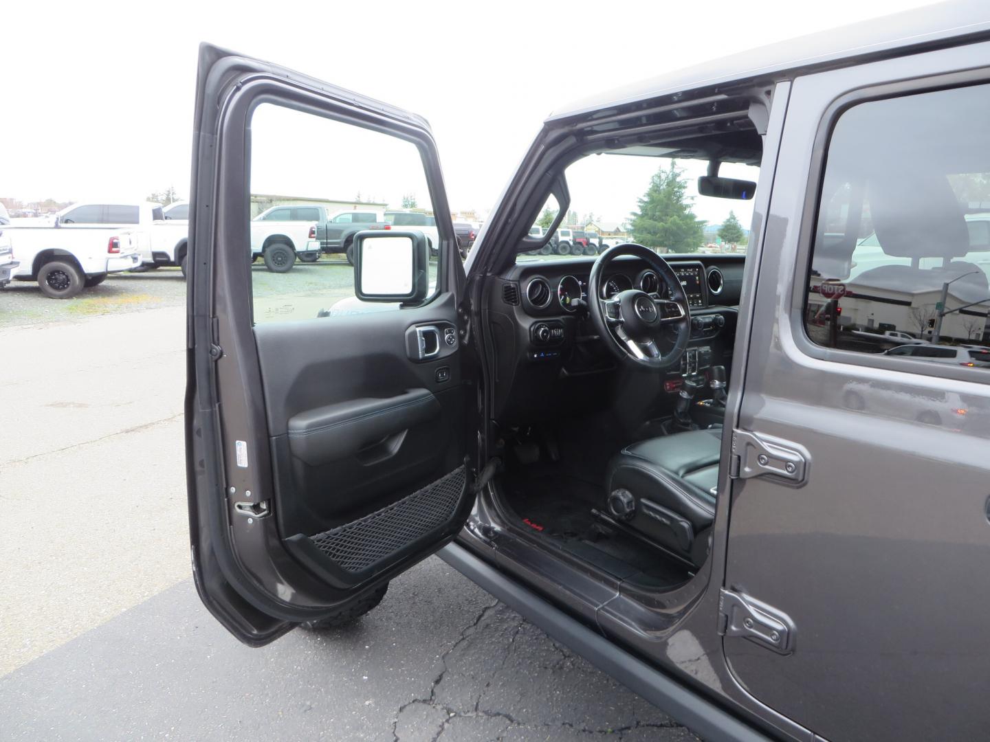 2021 CHARCOAL /BLACK Jeep Wrangler Unlimited Rubicon 4XE 4d SUV 4wd (1C4JJXR60MW) with an 2.0L L4 DOHC 16V TURBO engine, automatic transmission, located at 2630 Grass Valley Highway, Auburn, CA, 95603, (530) 508-5100, 38.937893, -121.095482 - 4XE Rubicon sitting on a Zone offroad suspension system, Fox shocks, 37" Toyo RT trail tires, 17" Method Race wheels, Teraflex Hd tire carrier, and Flat tow ready. - Photo#15